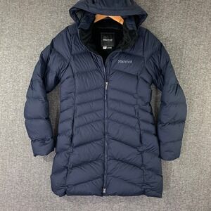 Marmot Montreal Coat Women Small Blue Jacket 700 Down Fill Puffer